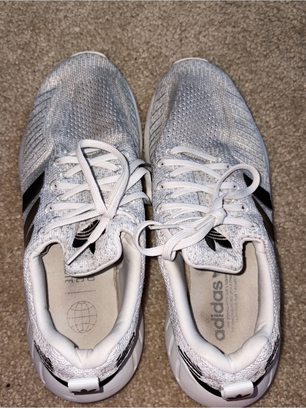 adidas White and Black Knit Trainers